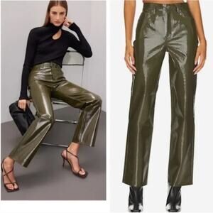 Pistola Cassie Super High Rise Straight Pants in Olive Vinyl Women's sz. 24